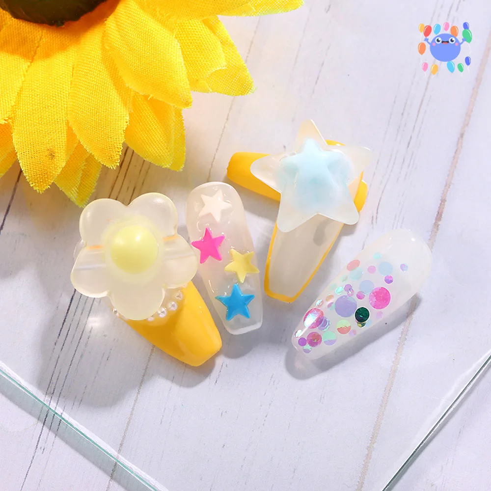 

Cute Cartoon Gummy Flowers Star Nail Art Decorations Resin DIY Ornaments Nail Rhinestones Manicure Accessories