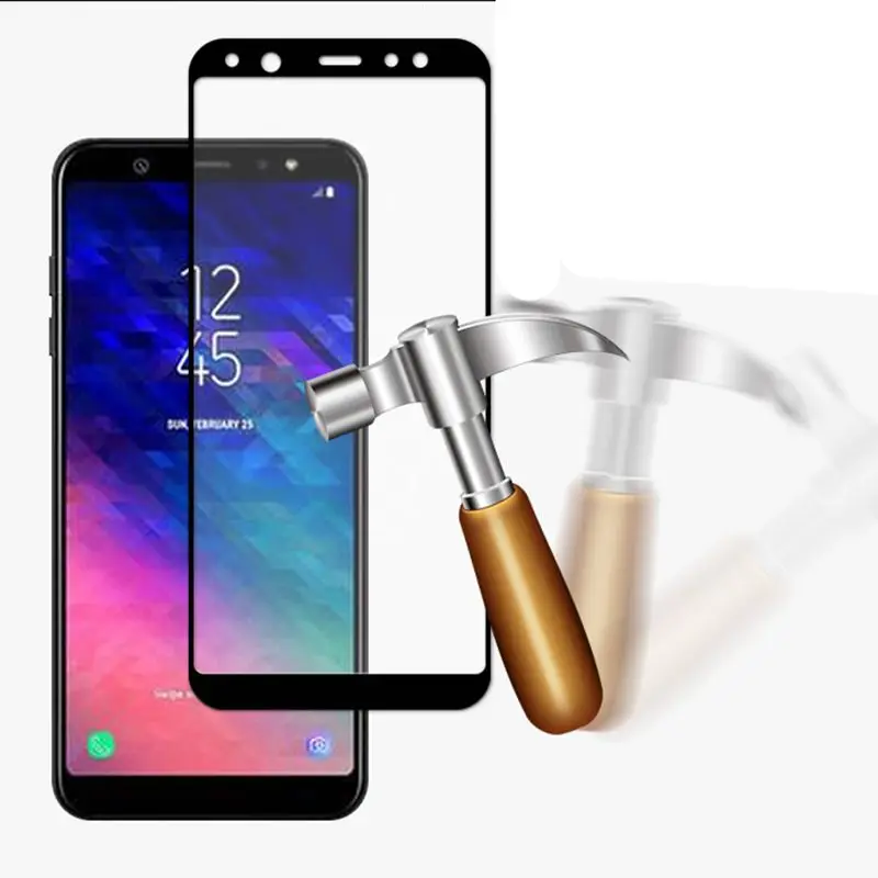 

Закаленное стекло с полным покрытием для samsung Galaxy A6 A600F 2018, защитная пленка для экрана SAMSUNG A6 Plus A605F + стекло
