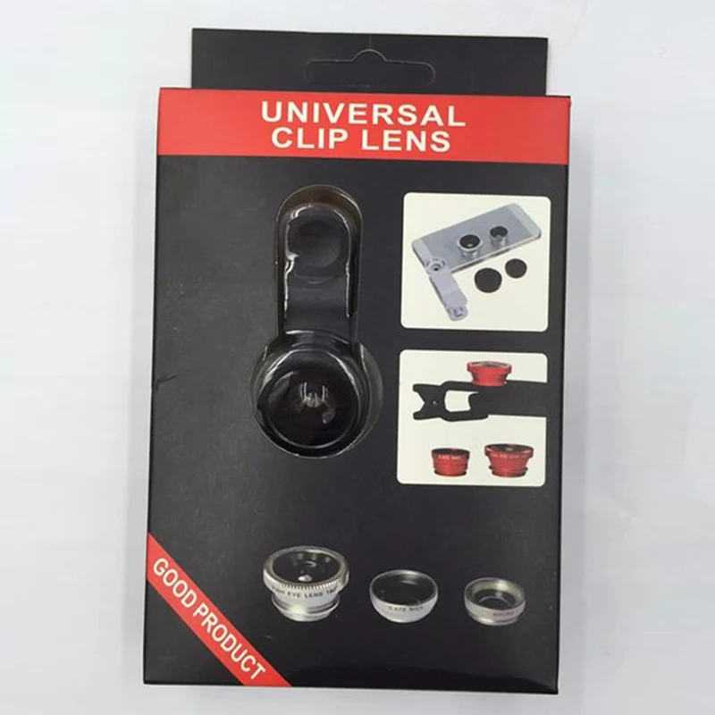100 шт. объектив рыбий глаз 3 в 1 линзы для мобильного телефона с зажимом