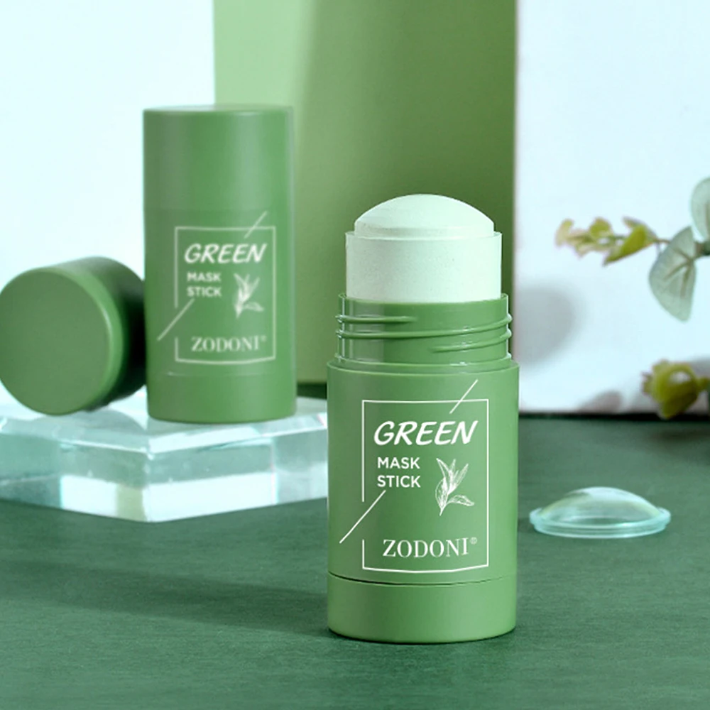 

Green Tea Cleansing Solid Mask Purifying Clay Stick Mask Oil Control Anti-Acne Eggplant Skin Care Whitening Care Face TSLM1
