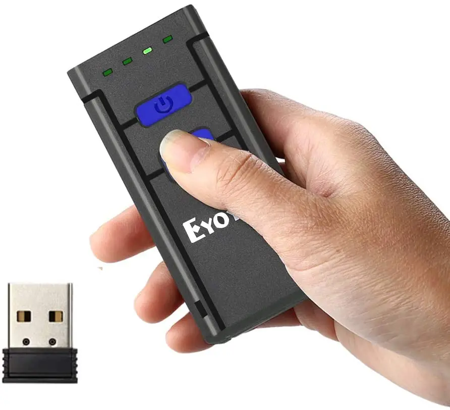 

Беспроводной сканер штрих-кода Eyoyo Mini 1D, совместим с функцией Bluetooth и беспроводным и проводным соединением 2,4 ГГц, для Mac,Android, iOS