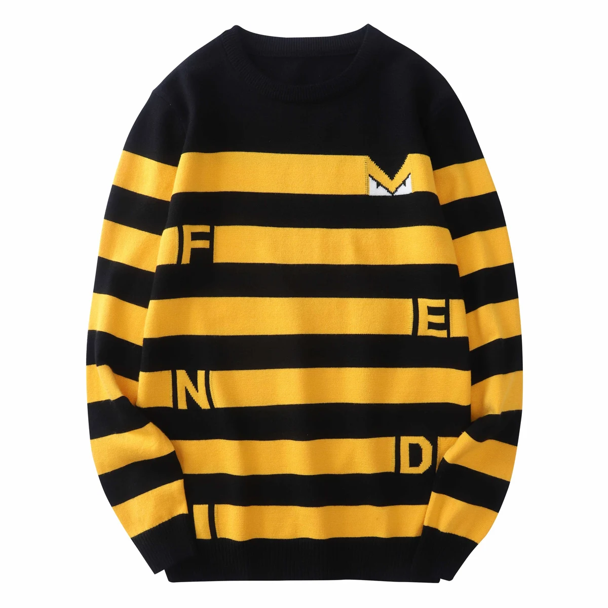 

Брендовые свитера мужская одежда в полоску в Корейском стиле; Пуловер с О-образным вырезом, с длинным рукавом трикотажные мужские Топ Slim Fit Д...