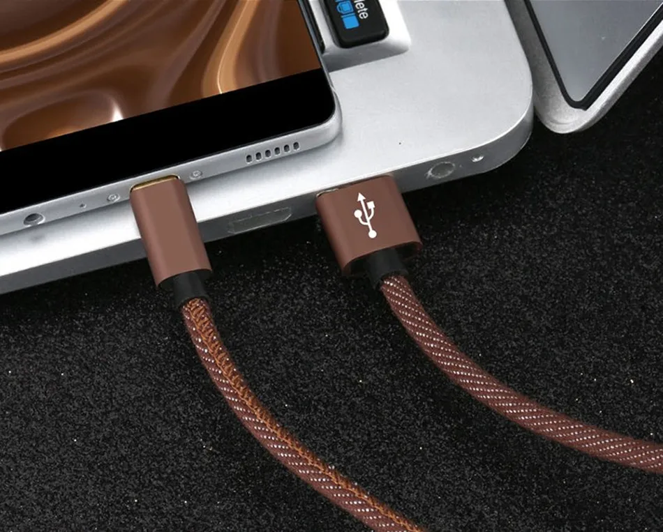 Джинсовый Плетеный usb type-C кабель USB C кабель для зарядного устройства для samsung S8 Xiaomi huawei P9 P10 plus usb type-C кабели для быстрой зарядки
