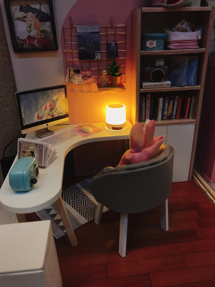 

1/12 Study Room Scene Model Computer Desk Chair Model Soldier Scene Accessories Figma Shf Ob11 Doll House Mini Furniture Model