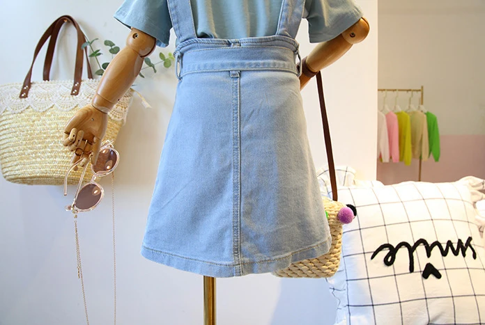 Летний комплект для девочек из 2 предметов Детская футболка + юбка на бретелях