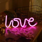Светодиодный неоновый светильник в форме сердца на День святого Валентина, Ночной светильник, вывеска, лампа (батарейный ящик + USB) с двойным питанием вечерние ринки, юбилея, декоративная лампа