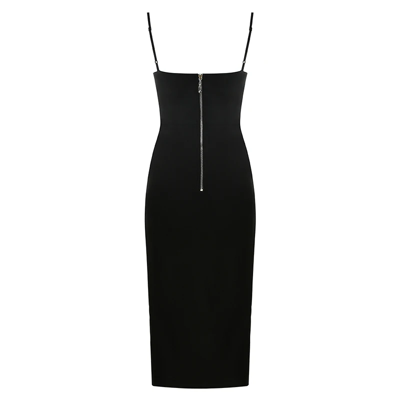 

Beateen Sexy Spaghetti Strap Sweetheart Neckline Ruffles Bandage Midi Side Split Dress 2019 New Fashion Women Party Vestidos