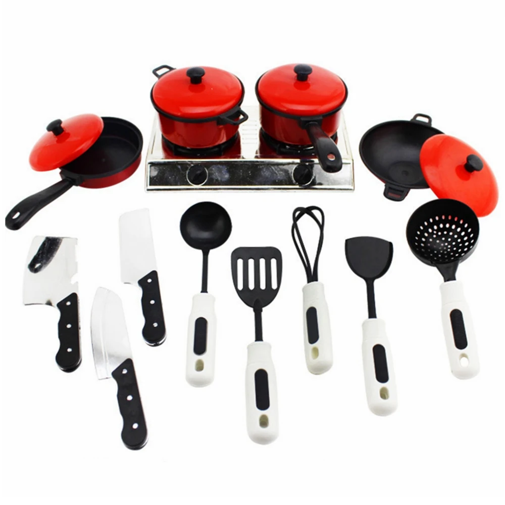 

13pcs Role Play Miniature Simulation Cook Gift Kitchen Pretend Play House Toy Set Utensils Cooking Pot Pan Cookware For Girl