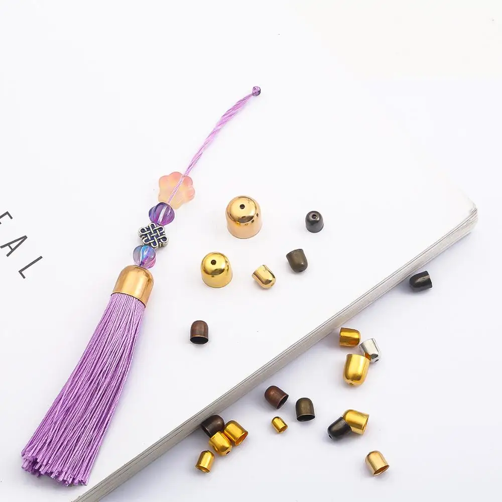 Обжимные концевые бусины для кожаных шнуров разных размеров 100 шт. фурнитура