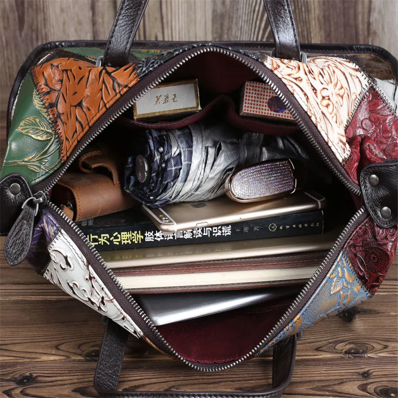 Большая богемная модная винтажная женская сумка Nesitu из натуральной кожи А4 с