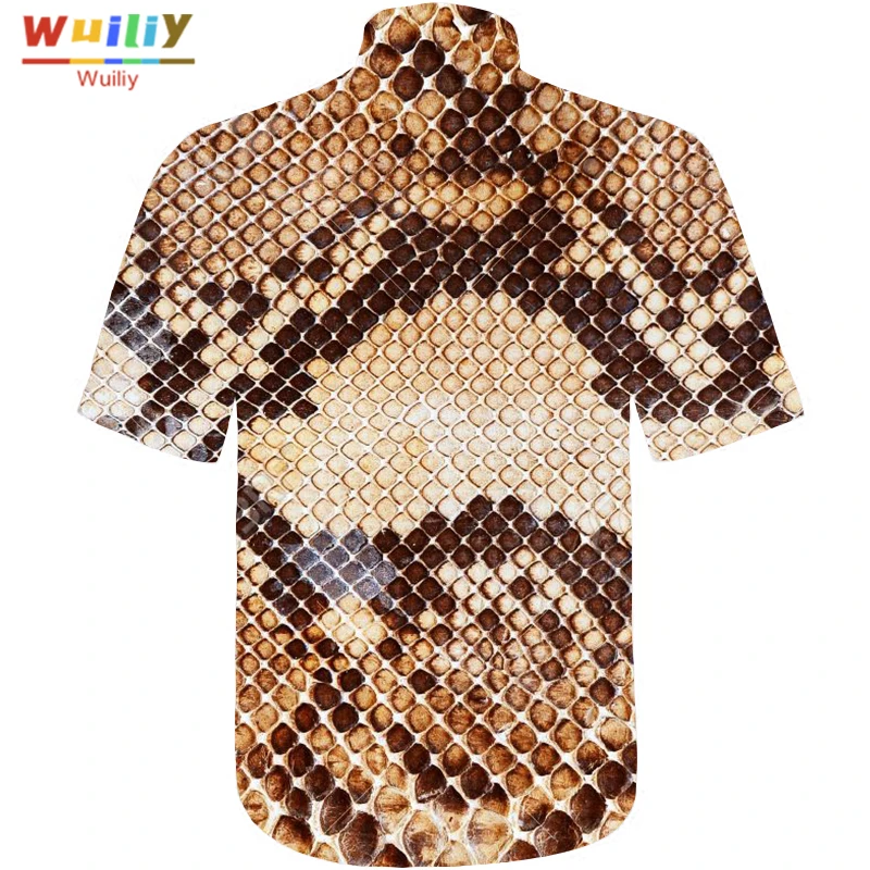 

Men's Graphic Snake Skin Button Down Shirts Novelty Beach 3D Pattern Summer Hawaiian Tops Fashion Shirt