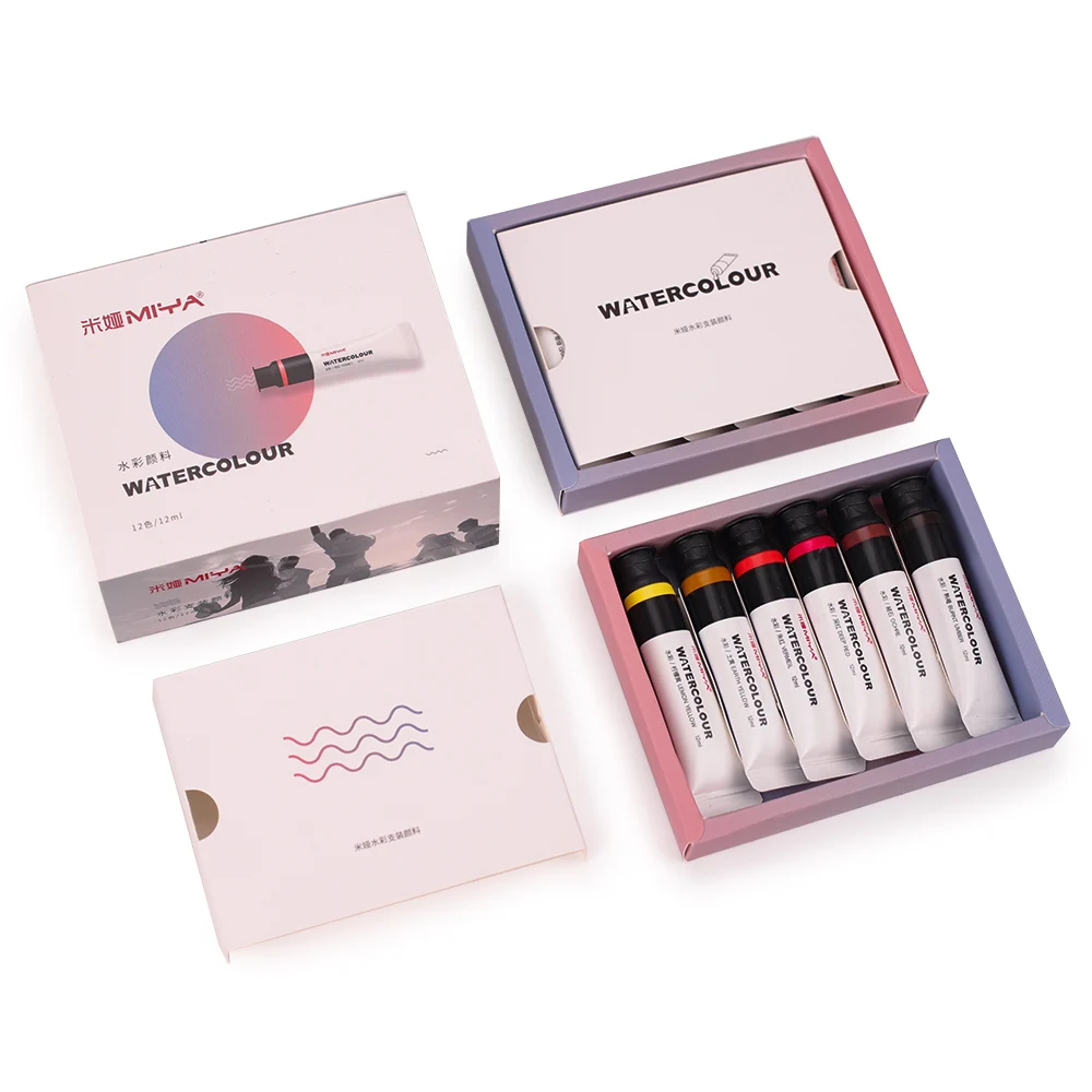 Тюбик для рисования акварелью и гуашью MIYA HIMI 12 цветов мл/уп. портативные
