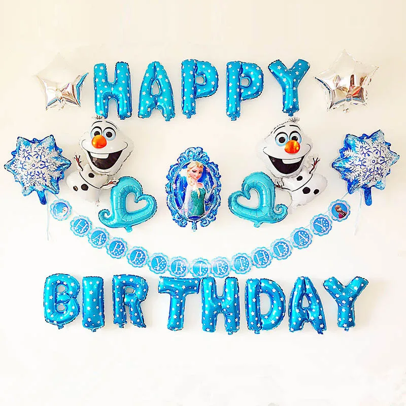 

23 шт./лот воздушные шары в стиле Эльзы, украшения для дня рождения, детский тематический набор, принадлежности для воздушных шаров на день ро...