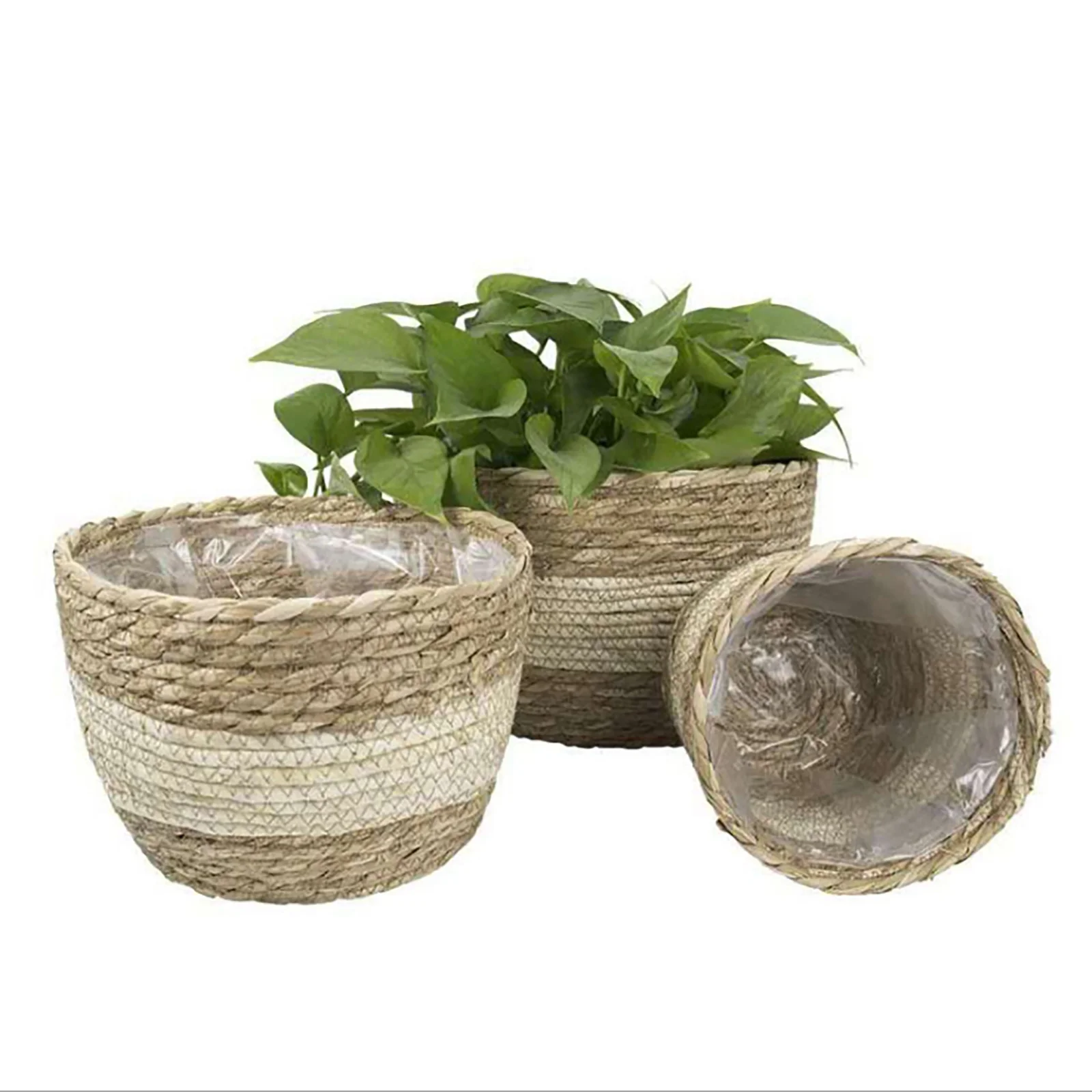 

Seagrass Folding Basket Handmade Rattan Straw Flower Pot Storage Basket For Flower Planting Unique And Elegant Shape Storage