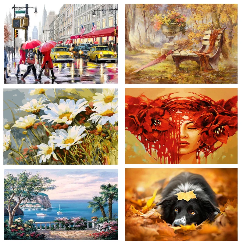 

Painting By Numbers Room Decoration Frame Landscape Animals DIY Home Decor paint by number canvas painting kits