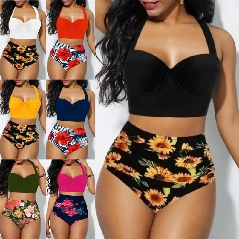 

Push Up High Waist Bikini Plus Size Swimwear Women Swimsuit Bikinis 2021 Underwire Biquini Swimming Suit for Women Bathing Suit