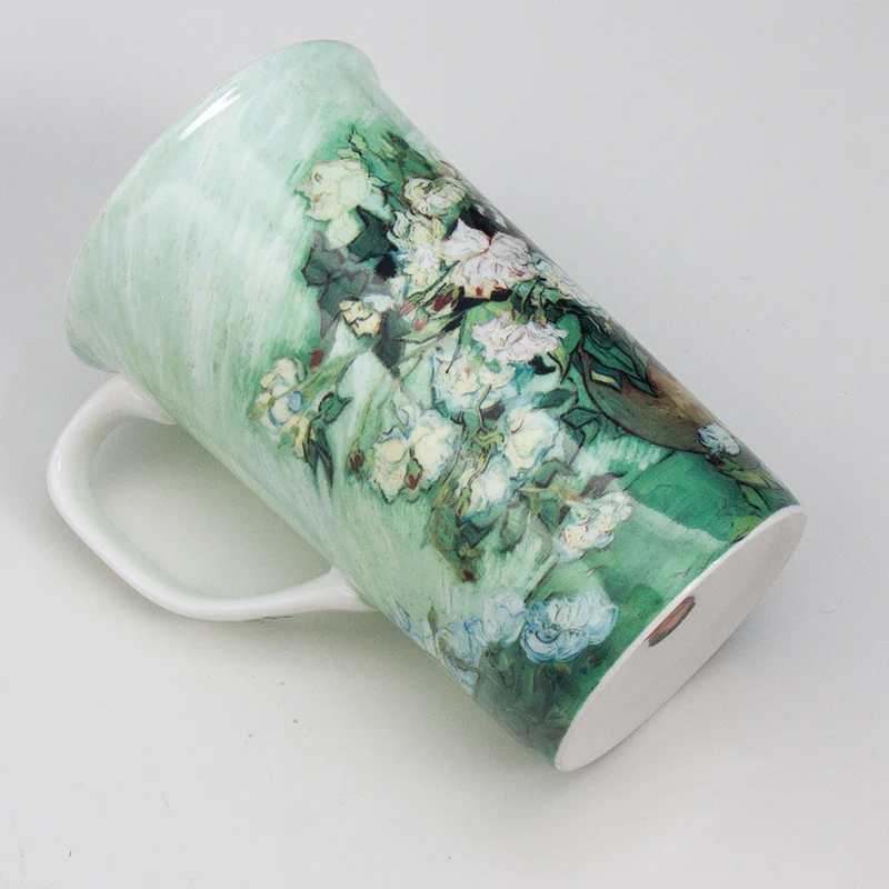 Кофейная кружка с изображением белой розы Ван Гога фарфоровая для домашнего