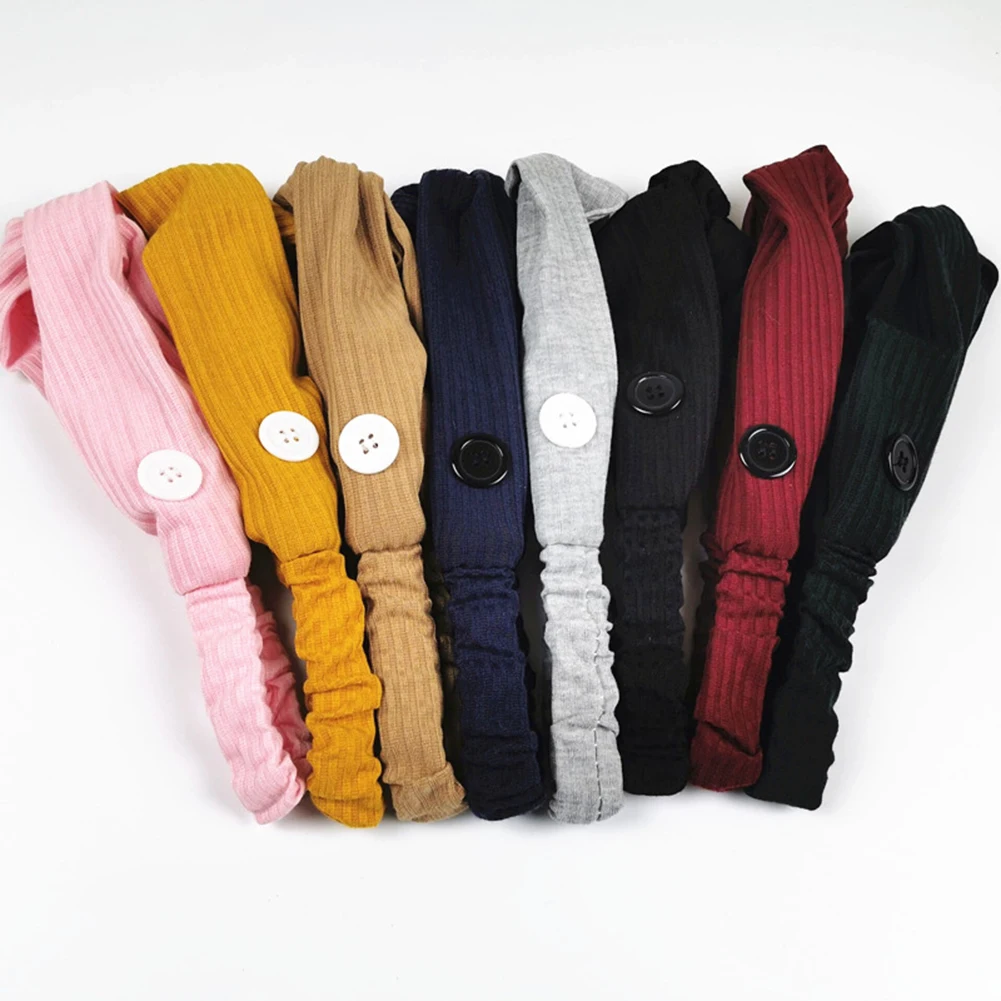 

Wide Elastic Hair Band Cross Knot Turban Sweat Headband Women with Buttons Girls Women Yoga Gym Energy Small Decor