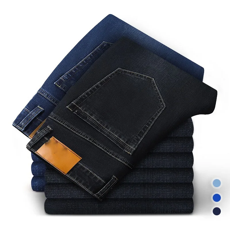 

Cotton Men's Jeans Denim Pants Brand Classic Clothes Overalls Straight Trousers for Men Black Oversize Large Size 35 40 42 44 46