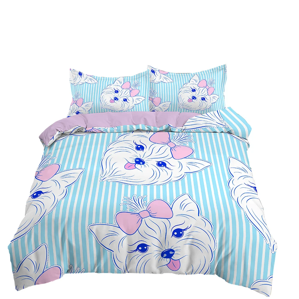 

Dog Pattern Bedding For Girl Duvet Cover Set Printed Comforter Cover Polyester Bedroom Bedclothes Twin Full Double Queen Gifts