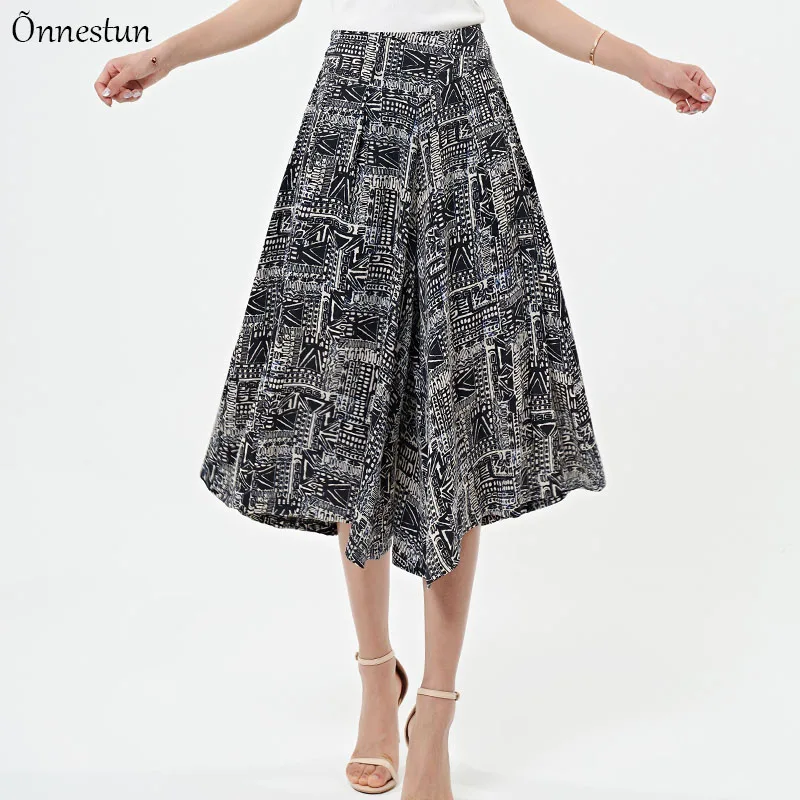 

Casual Woman Pants Plus Size Women's Clothing Summer Spring Print Chiffon Pants For Women Thin Mother Knee Length Pants