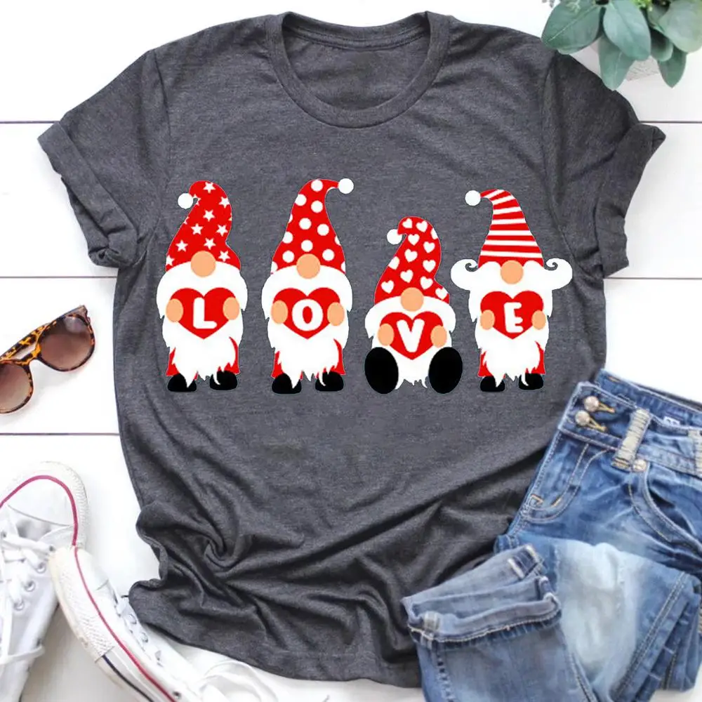 Женская рубашка на День святого Валентина с принтом футболка коротким рукавом