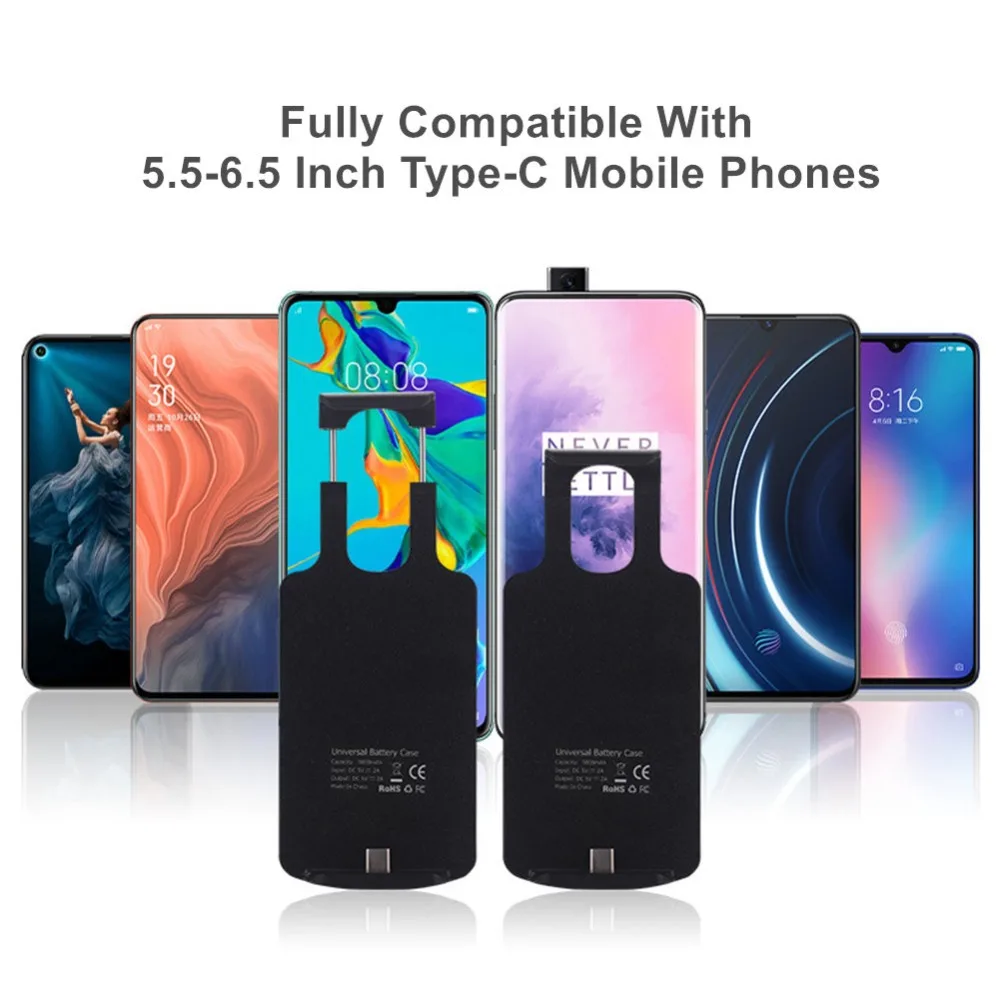 5000 мАч Внешний аккумулятор Регулируемый Тип C для huawei Oppo samsung Vivo Oneplus Nokia Google для Xiaomi чехол с аккумулятором Smart Cover