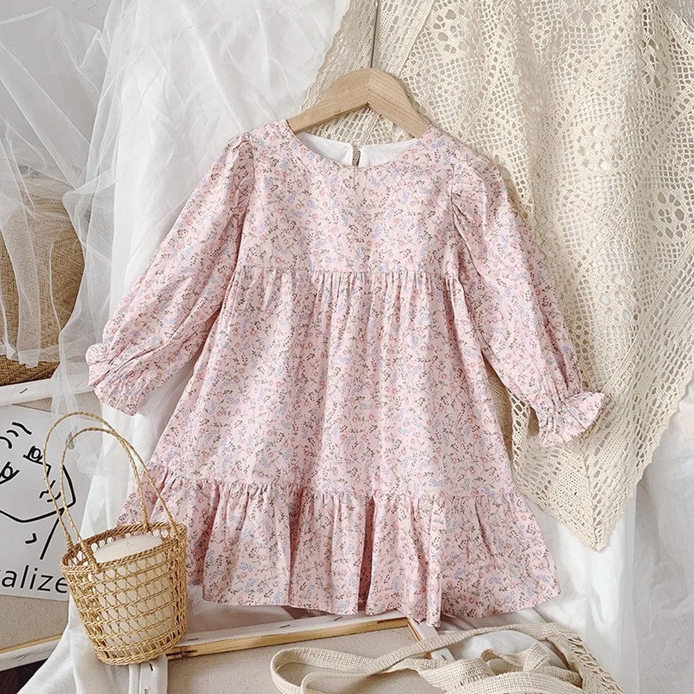 

2021 New Spring And Autumn Fashion Girls dress Korean children's clothing baby floral long-sleeved princess dress foreign 1-6Y
