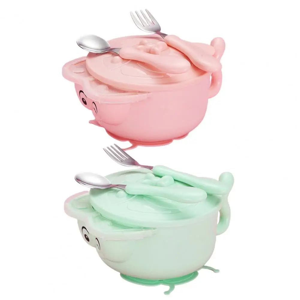 

4Pcs/Set Kids Dinnerware Ear Handles Anti-scald Stainless Steel Insulated Tableware Feeding Bowl for Toddler