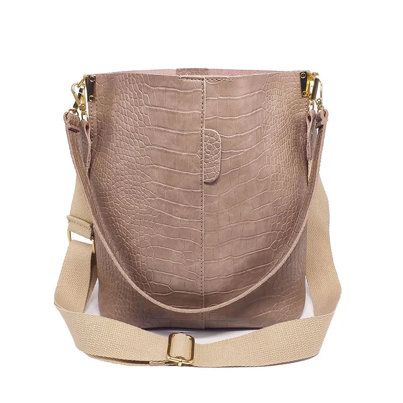 

Vintage Crocodile pattern Crossbody Bags For Women 2021 Shoulder Bag PU Leather Luxury Designer Handbags and Purses Bucket Bag