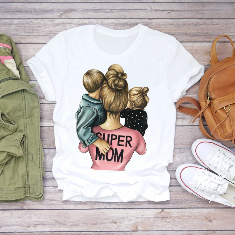 

Women 2020 Cartoon Super Mom Life Momlife Summer Print Lady T-shirts Top T Shirt Ladies Womens Graphic Female Tee T-Shirt