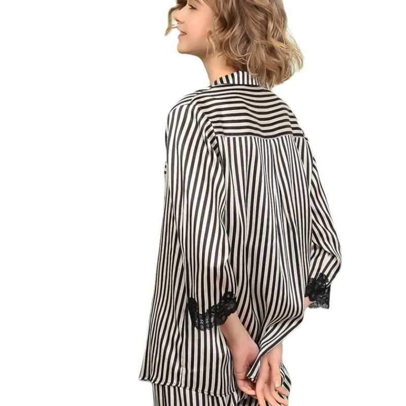 Пижама из натурального шелка новейшая Шелковая пижама с длинным рукавом и