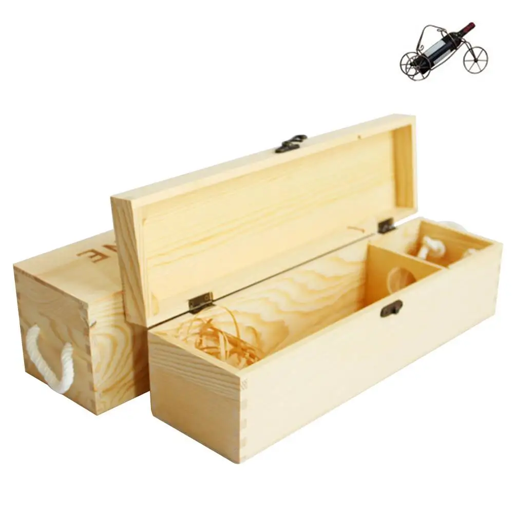 

Wine Box For One Bottle Red Wine Wooden Box For Single Bottle Customized Gift Pine Box For Lafite Grape Whiskey Packing Box #4W