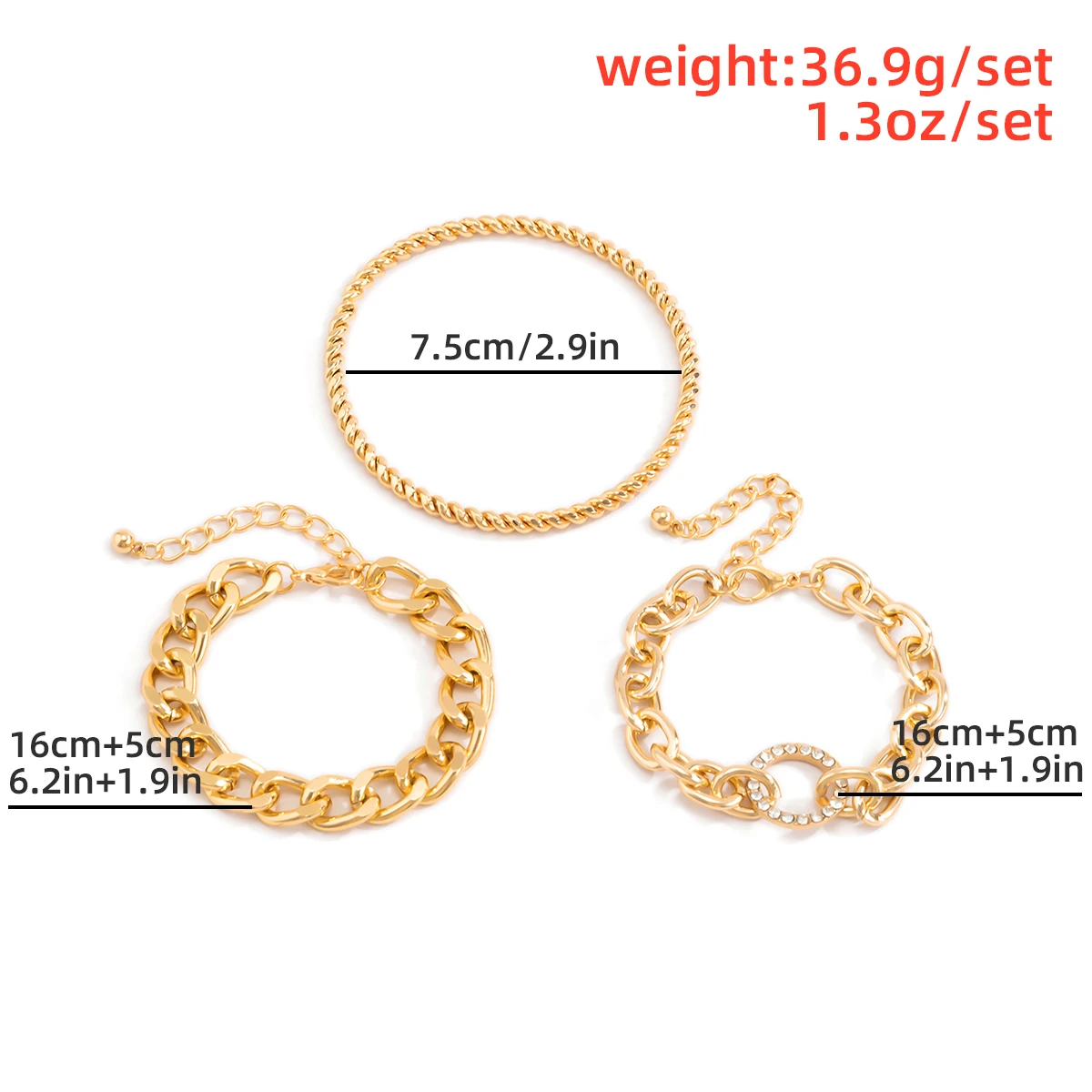 

High Quality Vintage Link Chain Charm Bracelet for Women Girls Punk Kpop Crystal Couple Bracelets Bangles Set Fashion Jewelry