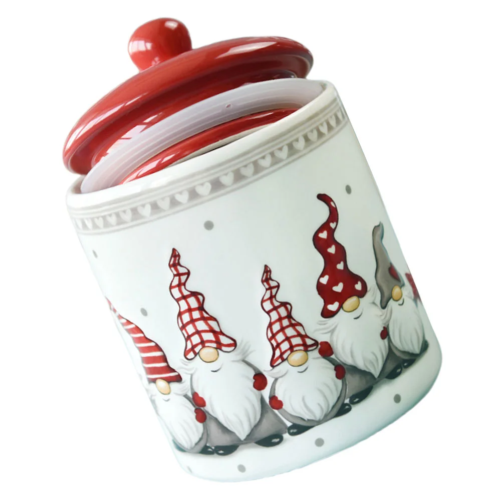 

1Pc Christmas Elements Food Tank Storage Container Cereals Storage Jar with Lid
