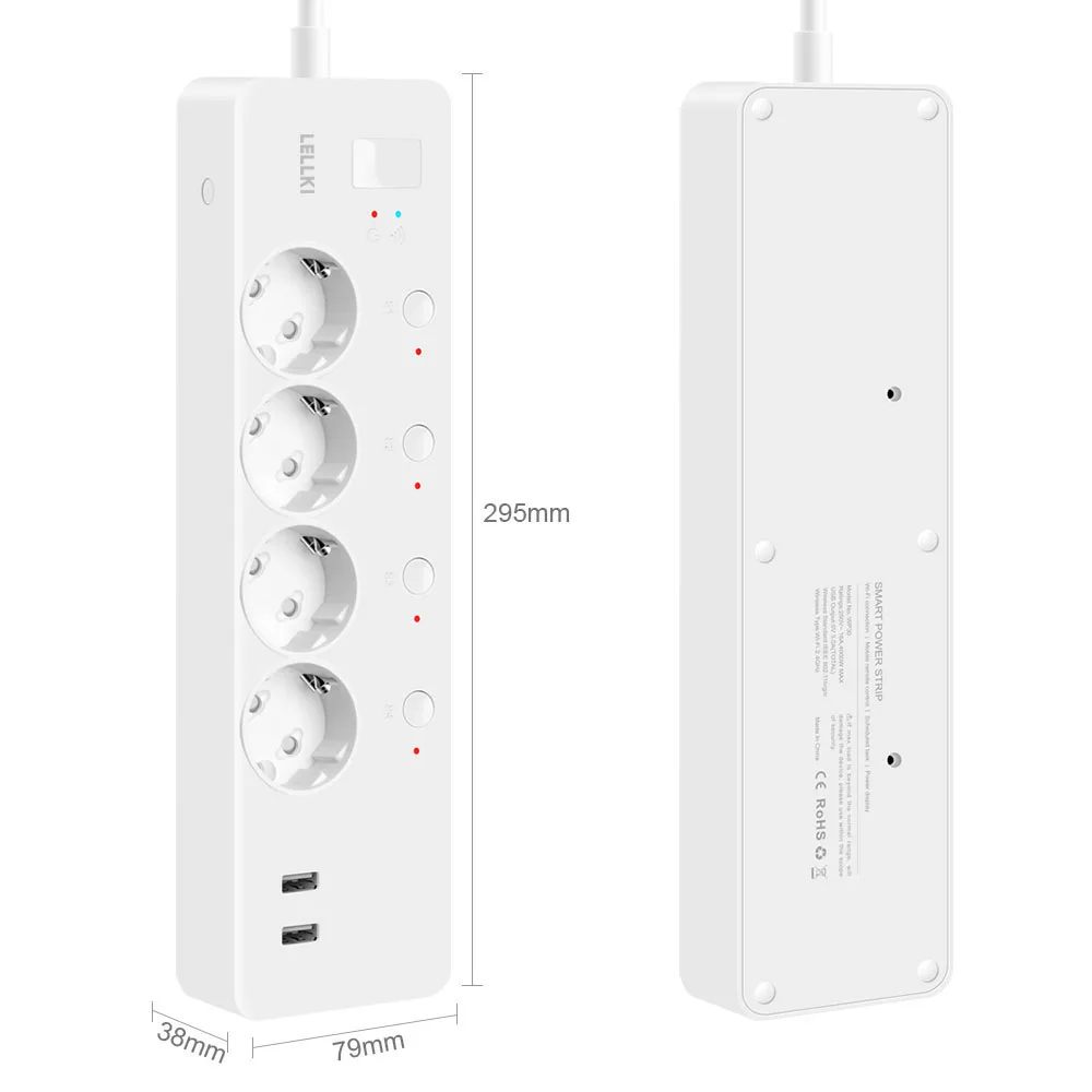 LELLKI Zigbee Usb Power Strip Plug Tuya Smart Life Home With Timer EU 16A Electrical Socket Extension Cord Alexa SmartThings |
