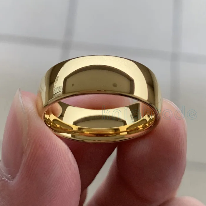 8mm Width Классическое Золотое обручальное кольцо из карбида вольфрама, кольца для женщин и мужчин, обручальное кольцо, подарок, ювелирные изделия, полированная купольная лента, гравировка - Цвет основного камня: 8mm Width
