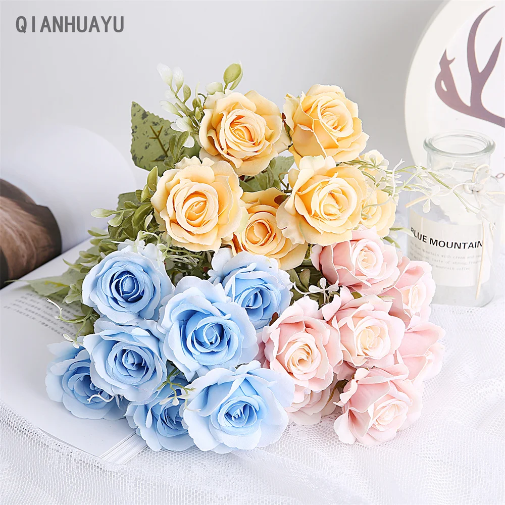 

7 цветов/Букет искусственных шелковых роз, цветы для свадебного букета, домашнее украшение для комнаты, вечеринки, невесты, цветы для украше...