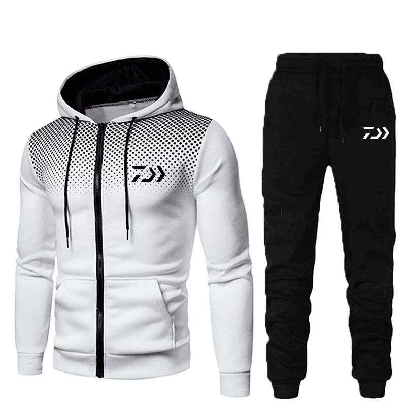 

Daiwa Tracksuit Men Autumn Thick Fishing Clothes Hooded Outdoor Tracksuits Homme Sport Wear 2 Pieces Sets Fleece Men Jacket Pant