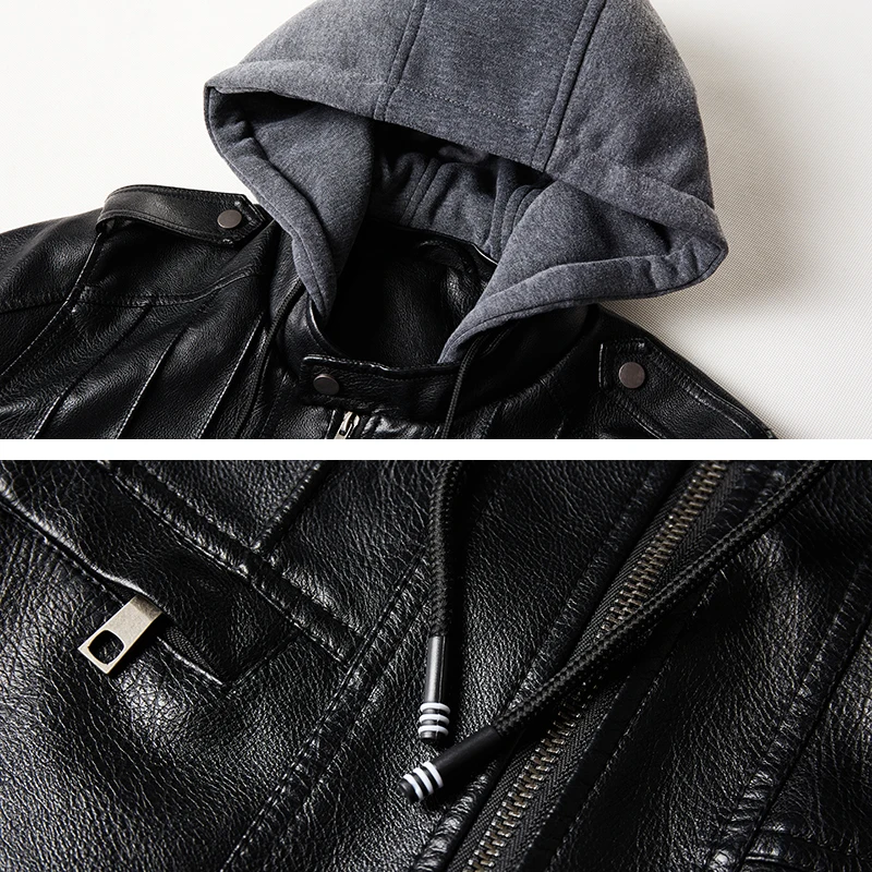 Мужская кожаная куртка повседневная мотоциклетная из искусственной кожи со