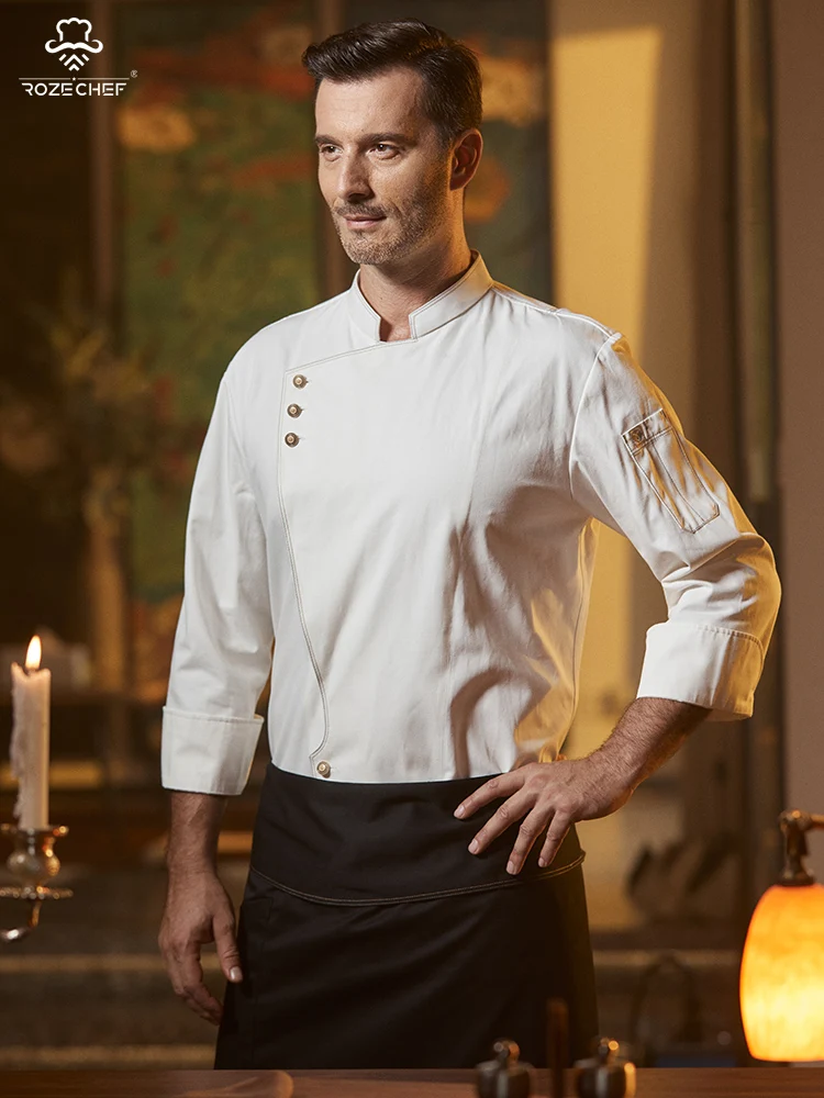 

(with apron)Chef chef overalls men's short sleeves summer upscale restaurant kitchen hotel executive chef special