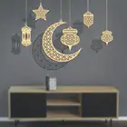 Лампа с изображением луны и звезд, деревянные мусульманских ИД Мубарак подвесная табличка исламский мусульманский украшения на Рамадан ИД Декор
