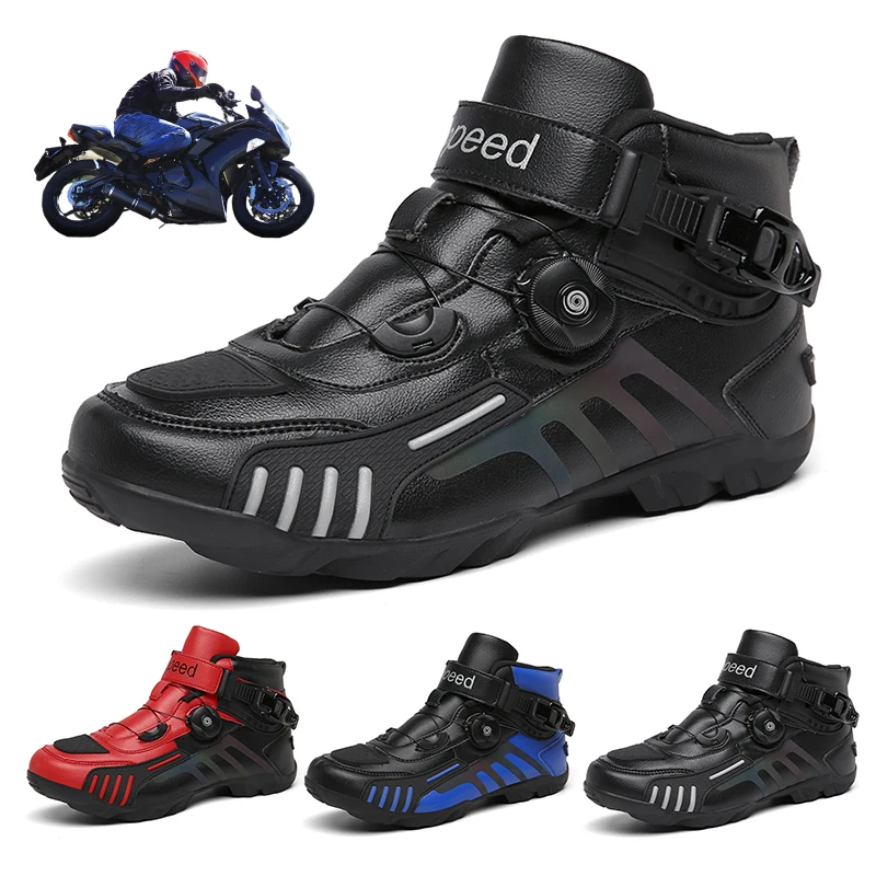 

Men's Motorcycle Boots Fashion Casual Riding Shoes Microfiber Leather Motorcycle Street Racing Summer Breathable MotorcycleShoes