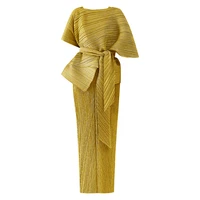 changpleat 2021 summer new two piece suit womens miyak pleated fashion high elastic slim sling long dress shawl evening dress