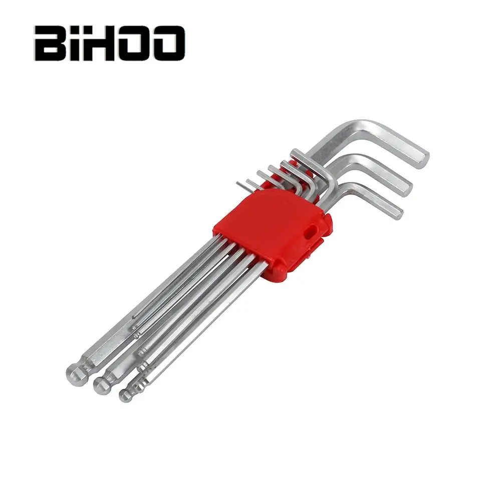 

9PCS Allen Wrench Long Arm Hexagon Repair Hand Tool Silver 1.5mm-10mm
