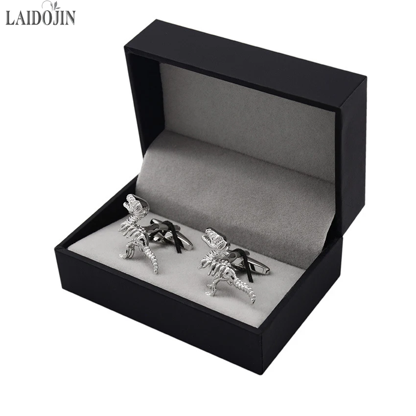 

LAIDOJIN Fashion Silver color Dinosaur Cufflinks for Mens High Quality Novelty Animal Cuff links Halloween party gifts Jewelry