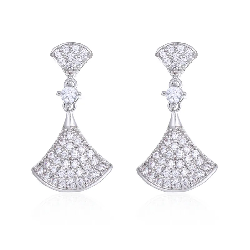 Модные серьги в форме веера из кубического циркония простые геометрические