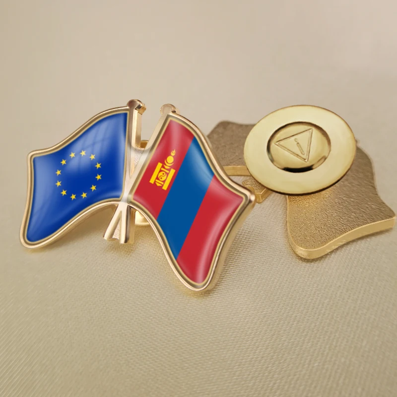 Европейский союз и Монголия перекрестные двойные искусственные броши | Броши