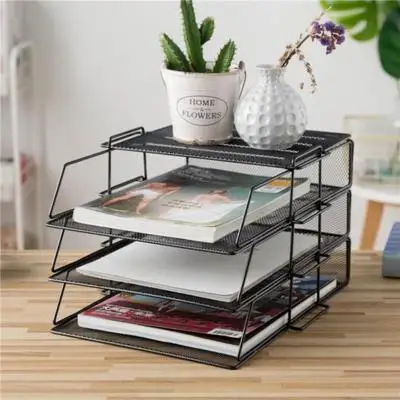 Black-3 DIY многослойные металлические держатели для хранения, домашние многофункциональные офисные книги, настольные железные полки, креативный Органайзер со съемными перегородками - Цвет: Black-3