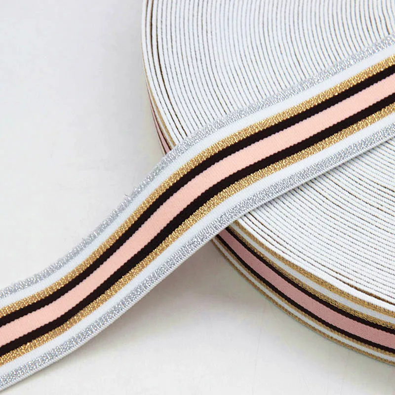 silve pink gold 40 мм эластичная лента для шитья нижнего белья блестящая резиновая эластичная лента для одежды аксессуары ручной работы Отделка 1 м - Цвет: silve pink gold